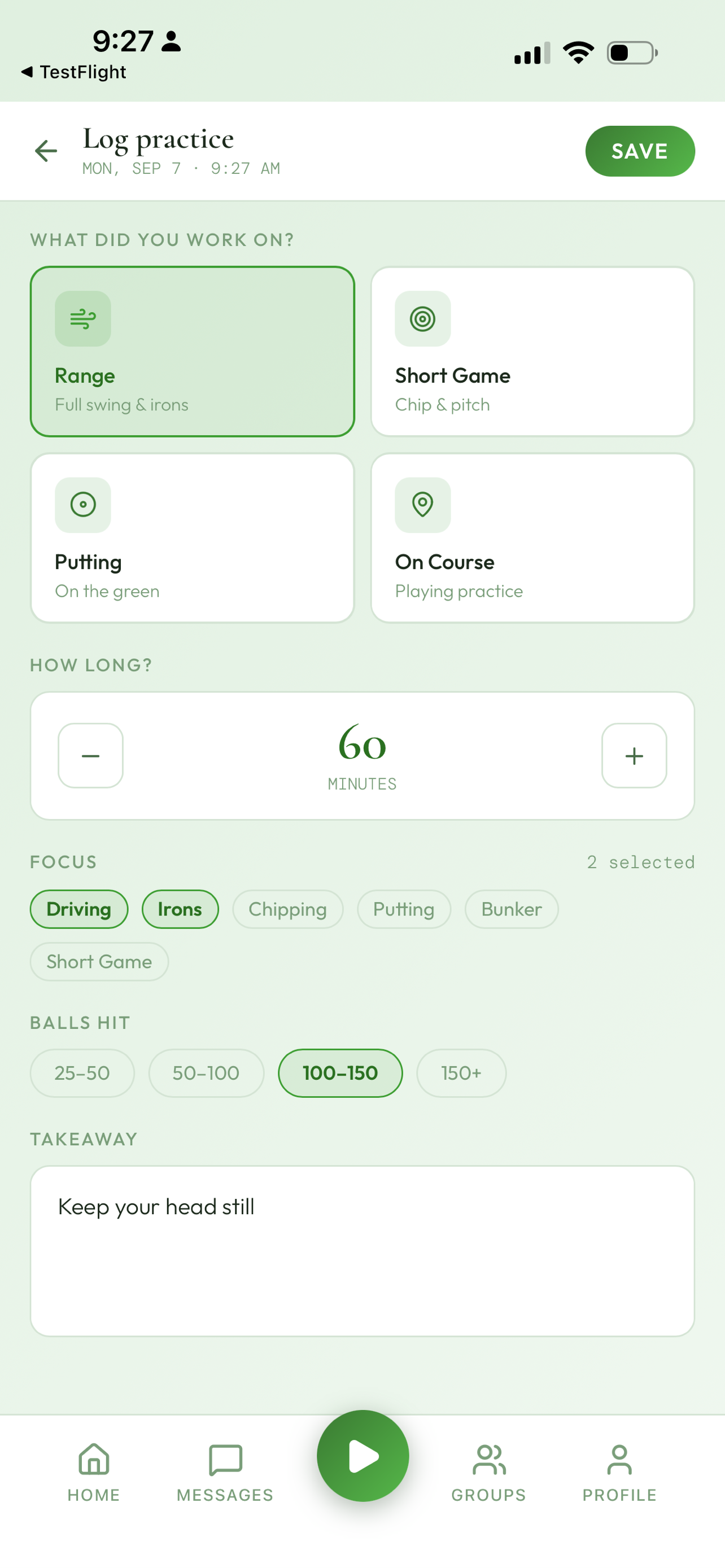 Practice logging